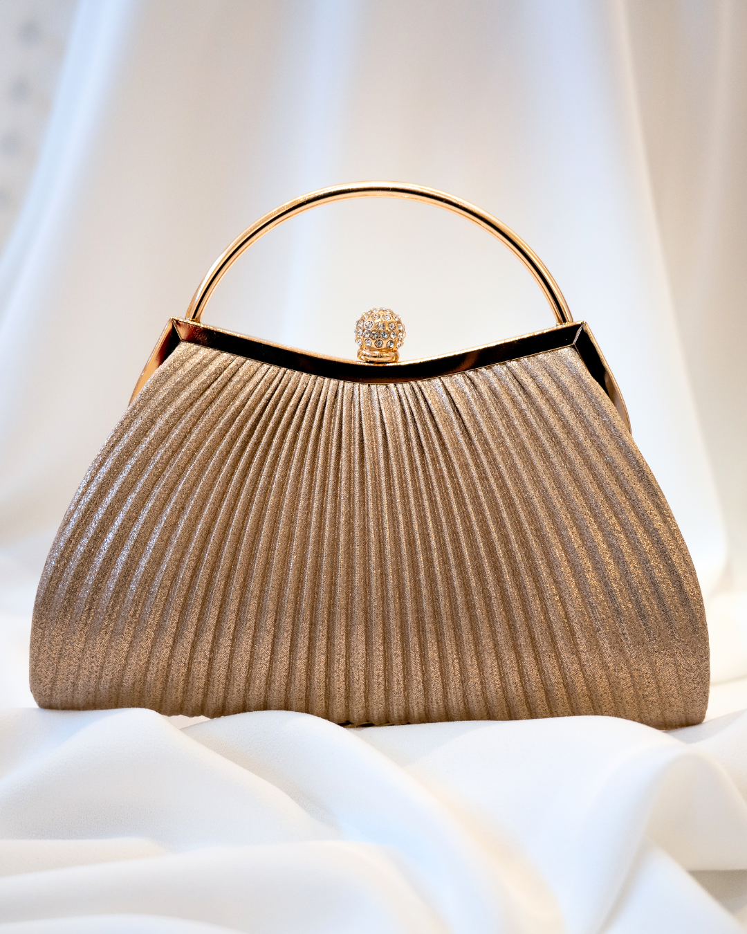 Pleated Gold Satin Purse