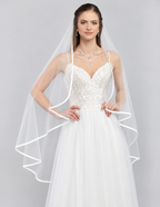 Satin Trim Fingertip Veil