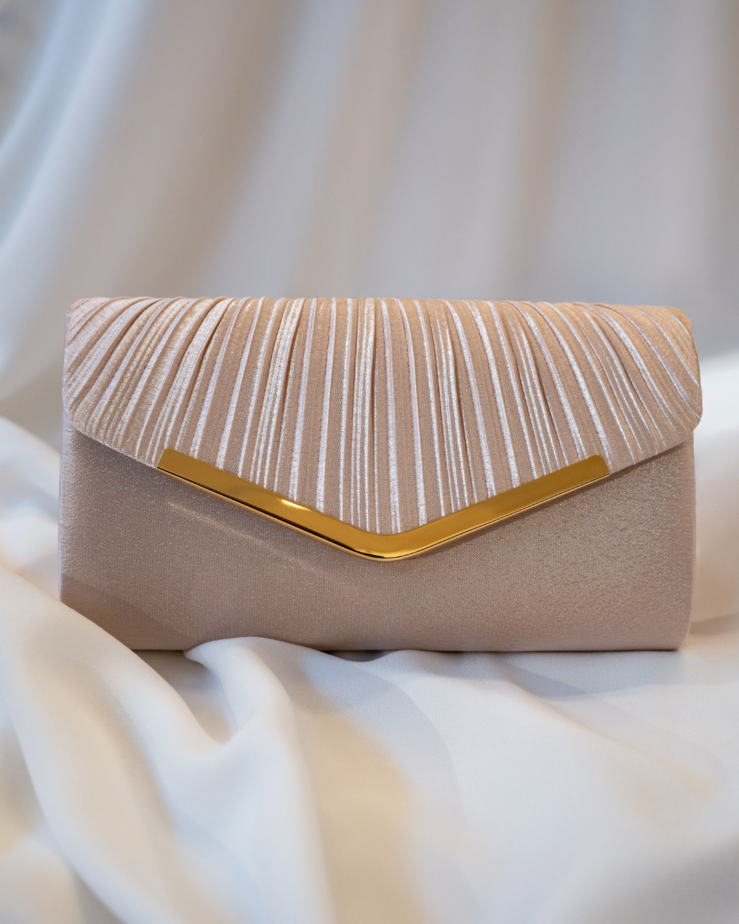 Champagne Satin Envelope Clutch