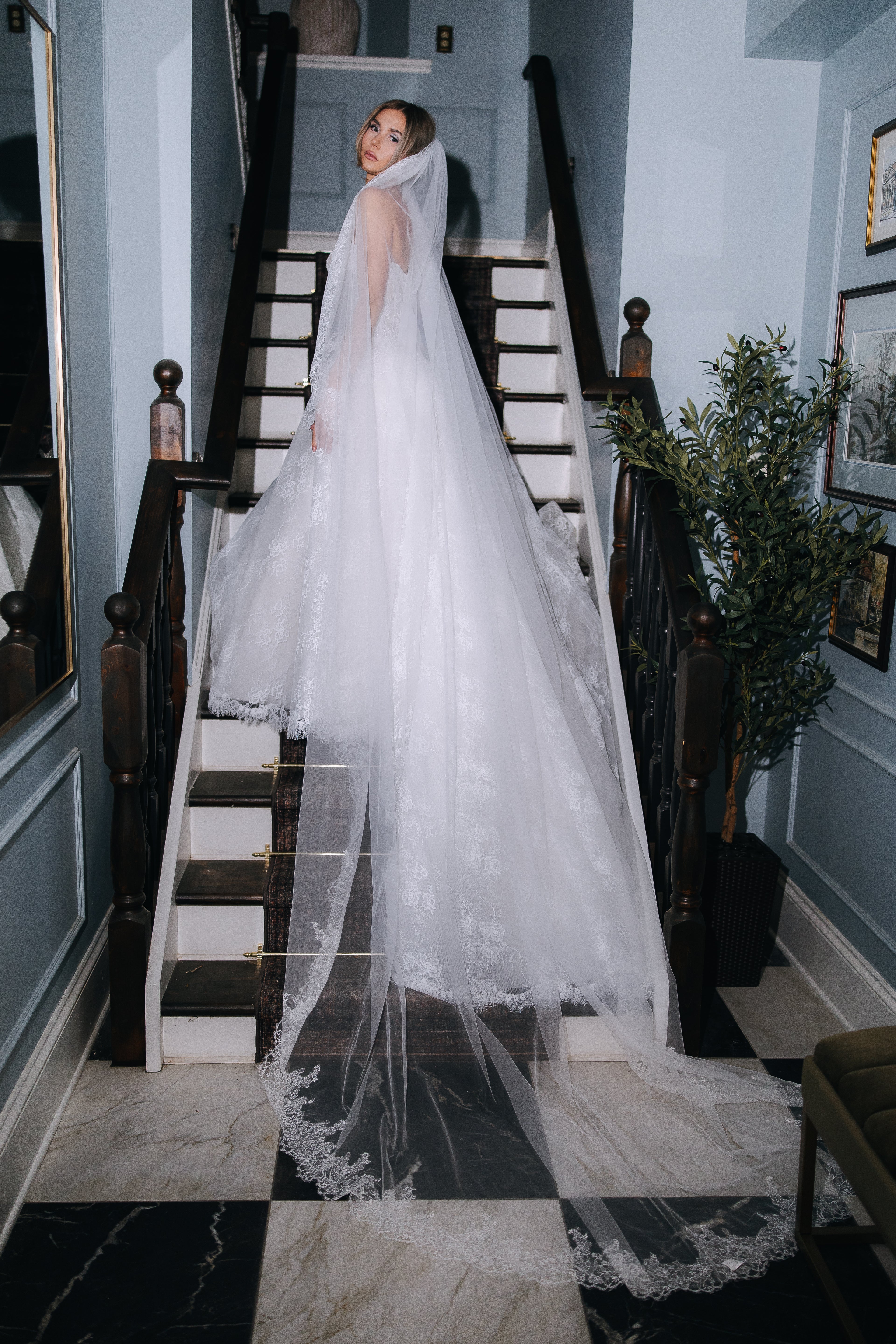 Chantilly Lace Edged Cathedral Veil