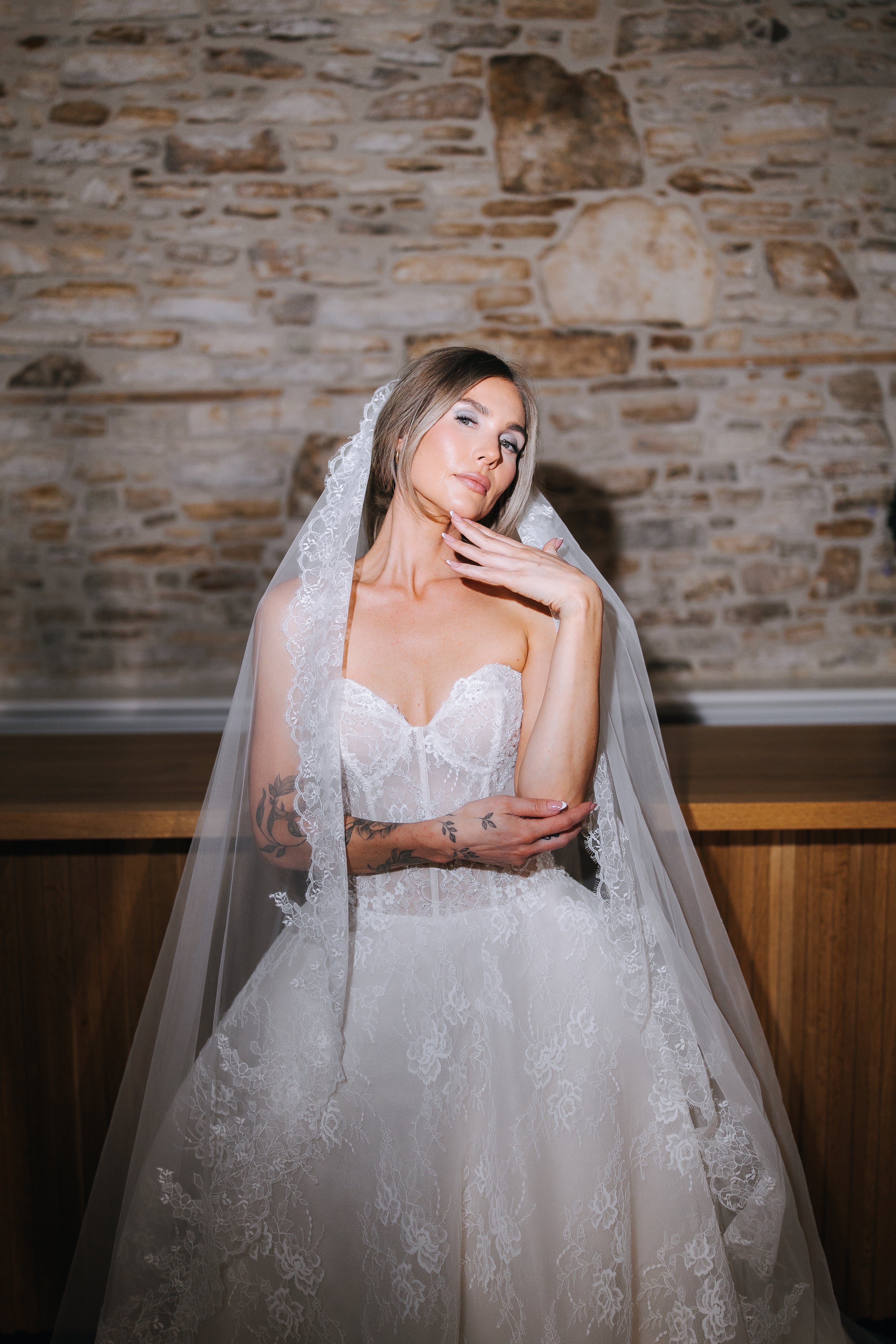 Chantilly Lace Edged Cathedral Veil