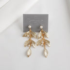 Fluttering Leaf Pearl Drop Earrings