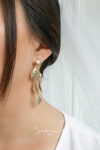 Fluttering Leaf Pearl Drop Earrings