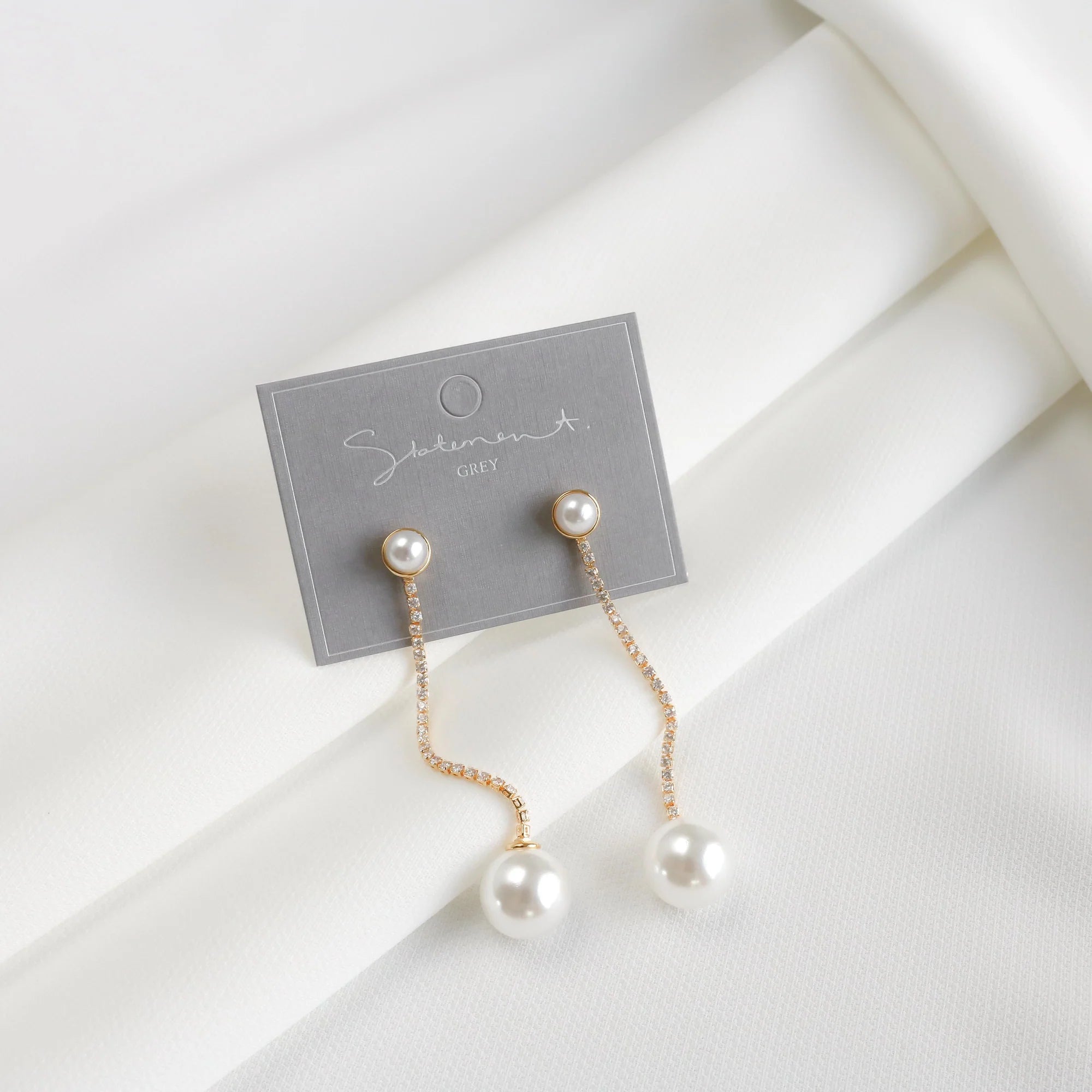 Pearl and Crystal Tennis Earrings