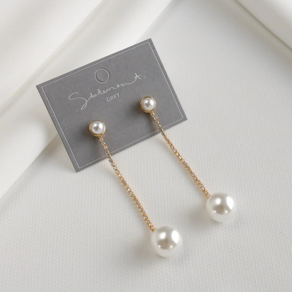 Pearl and Crystal Tennis Earrings