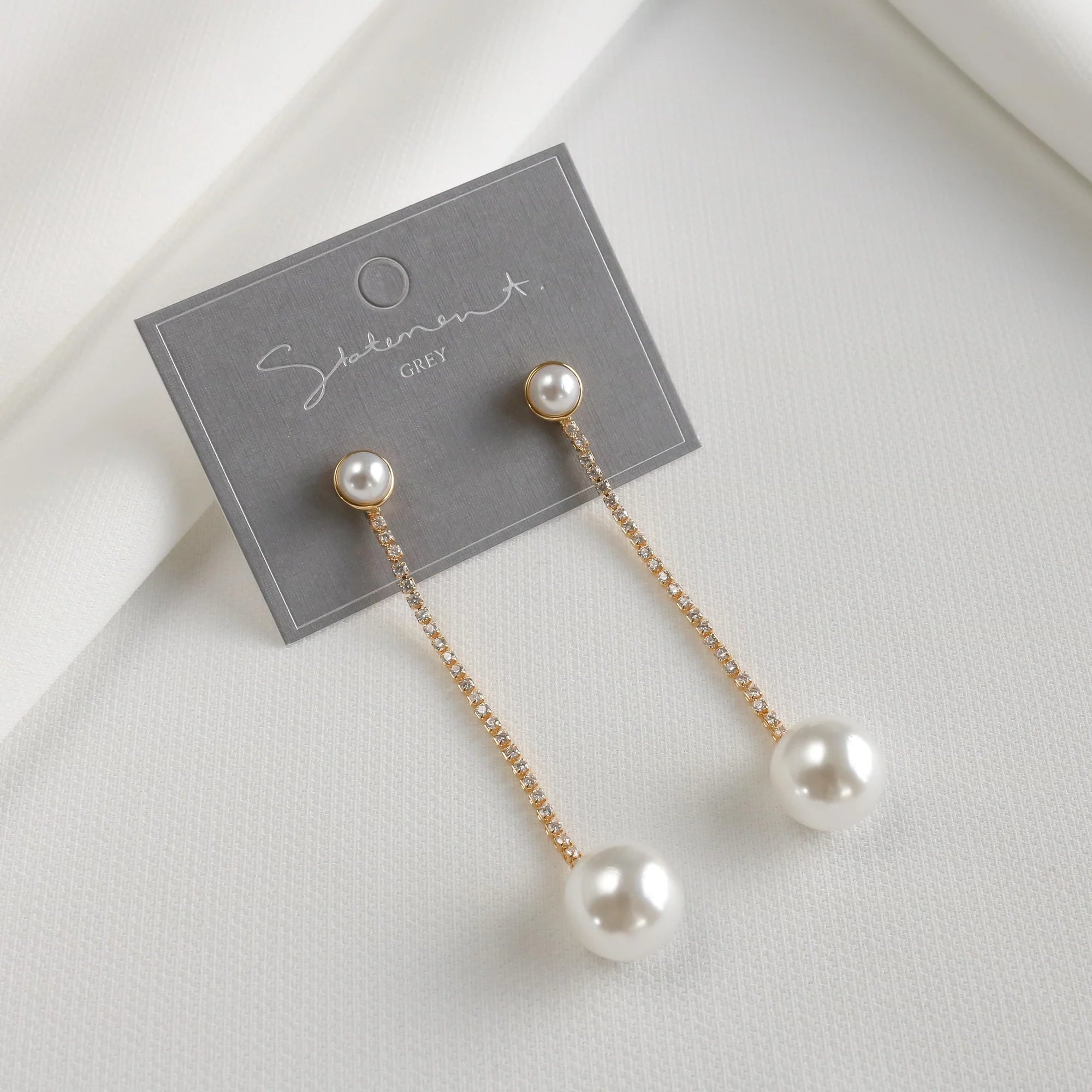 Pearl and Crystal Tennis Earrings