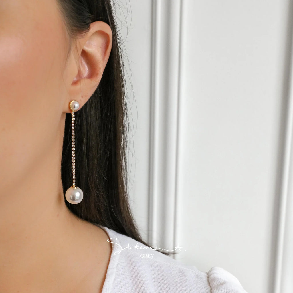 Pearl and Crystal Tennis Earrings