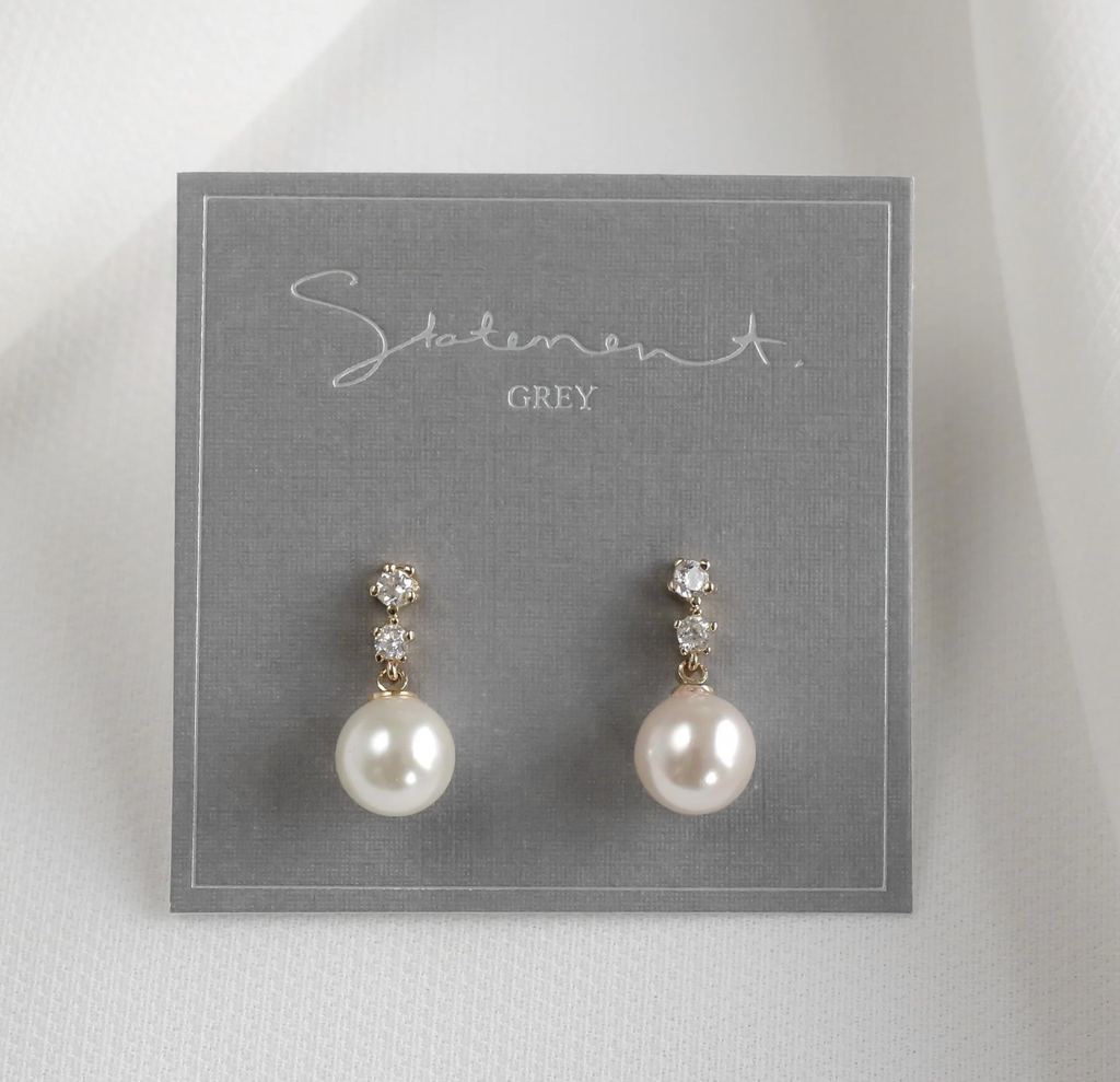 Linear Crystal Pearl Drop Earrings