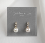 Linear Crystal Pearl Drop Earrings