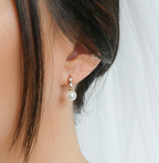 Linear Crystal Pearl Drop Earrings