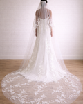 Floral Appliqué Cathedral Veil with Blusher